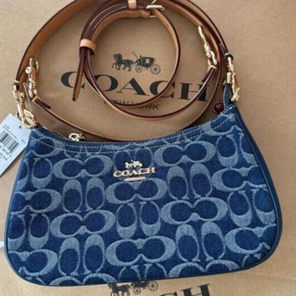 NWTSignature CAF82 Cherry Denim Coach Teri Shoulder Bag